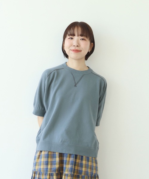 PAR ICI（パーリッシィ）の「製品染め裏毛 フリーダムスリーブ半袖カットソー（Tシャツ/カットソー・レディース・グレー/ピンク/アイボリー/ブルー・FREE）」の3枚目の写真