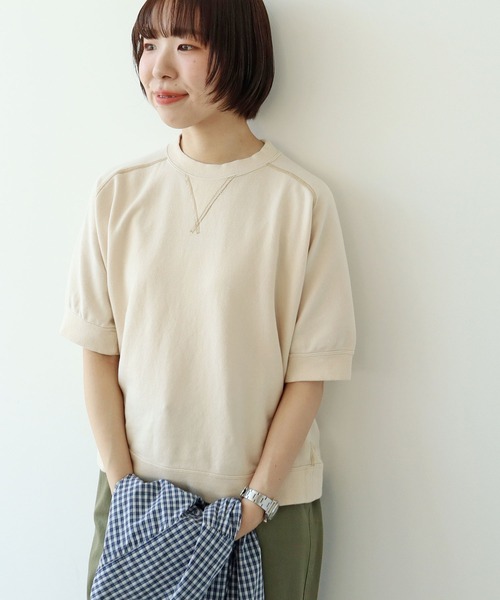 PAR ICI（パーリッシィ）の「製品染め裏毛 フリーダムスリーブ半袖カットソー（Tシャツ/カットソー・レディース・グレー/ピンク/アイボリー/ブルー・FREE）」の2枚目の写真