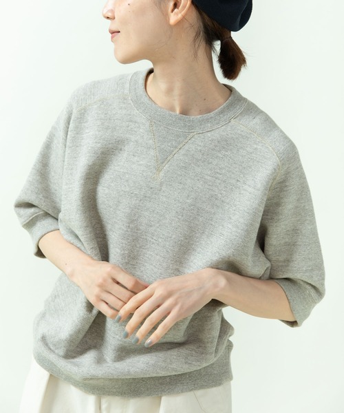 PAR ICI（パーリッシィ）の「製品染め裏毛 フリーダムスリーブ半袖カットソー（Tシャツ/カットソー・レディース・グレー/ピンク/アイボリー/ブルー・FREE）」の5枚目の写真