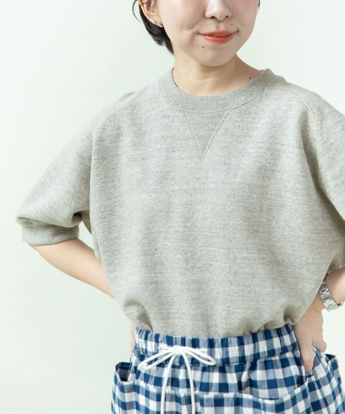 PAR ICI（パーリッシィ）の「製品染め裏毛 フリーダムスリーブ半袖カットソー（Tシャツ/カットソー・レディース・グレー/ピンク/アイボリー/ブルー・FREE）」の13枚目の写真