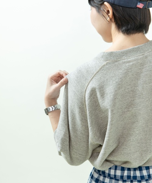 PAR ICI（パーリッシィ）の「製品染め裏毛 フリーダムスリーブ半袖カットソー（Tシャツ/カットソー・レディース・グレー/ピンク/アイボリー/ブルー・FREE）」の15枚目の写真