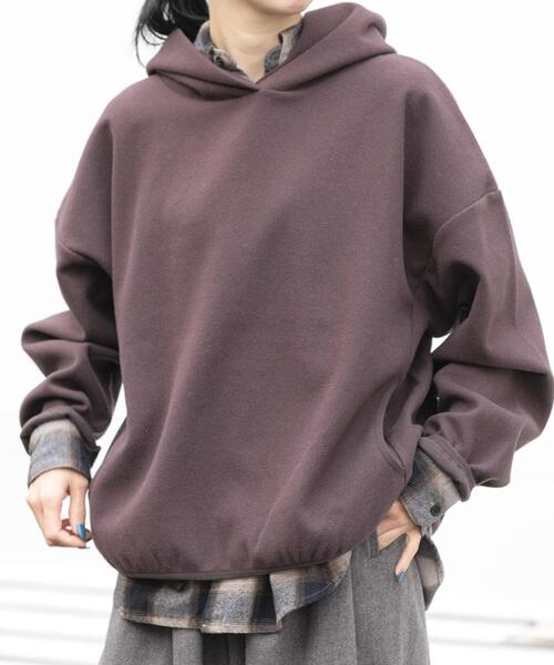 EKAL（エカル）の「ウォームドジャージフーディー（その他トップス・レディース・ブラウン/アイボリー/ブラック・ONE）」の3枚目の写真