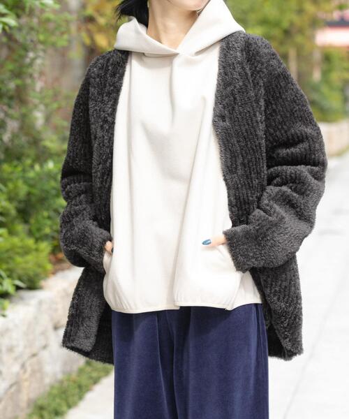 EKAL（エカル）の「ウォームドジャージフーディー（その他トップス・レディース・ブラウン/アイボリー/ブラック・ONE）」の8枚目の写真