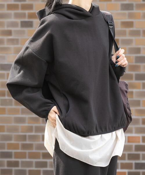 EKAL（エカル）の「ウォームドジャージフーディー（その他トップス・レディース・ブラウン/アイボリー/ブラック・ONE）」の13枚目の写真