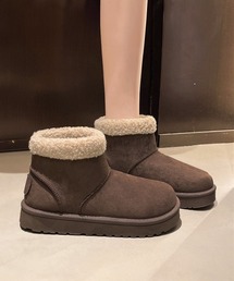 ムートンブーツ 厚底無地 ショートブーツ