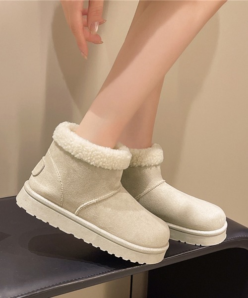 Miniministore(ミニミニストア)の「ムートンブーツ 厚底無地 ショートブーツ(ブーツ・レディース・ブラック/アイボリー/キャメル/ブラウン・23.0cm/25.5cm/25.0cm/24.5cm/24.0cm/23.5cm)」の9枚目の写真