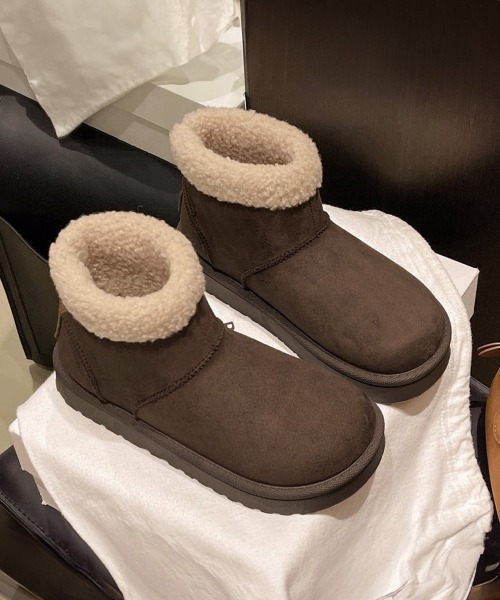 Miniministore(ミニミニストア)の「ムートンブーツ 厚底無地 ショートブーツ(ブーツ・レディース・ブラック/アイボリー/キャメル/ブラウン・23.0cm/25.5cm/25.0cm/24.5cm/24.0cm/23.5cm)」の12枚目の写真