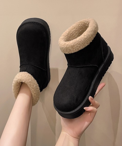 Miniministore(ミニミニストア)の「ムートンブーツ 厚底無地 ショートブーツ(ブーツ・レディース・ブラック/アイボリー/キャメル/ブラウン・23.0cm/25.5cm/25.0cm/24.5cm/24.0cm/23.5cm)」の15枚目の写真