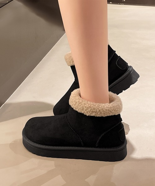 Miniministore(ミニミニストア)の「ムートンブーツ 厚底無地 ショートブーツ(ブーツ・レディース・ブラック/アイボリー/キャメル/ブラウン・23.0cm/25.5cm/25.0cm/24.5cm/24.0cm/23.5cm)」の16枚目の写真