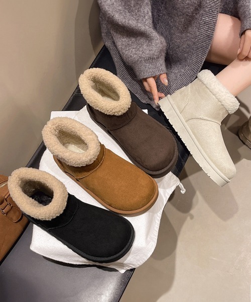 Miniministore(ミニミニストア)の「ムートンブーツ 厚底無地 ショートブーツ(ブーツ・レディース・ブラック/アイボリー/キャメル/ブラウン・23.0cm/25.5cm/25.0cm/24.5cm/24.0cm/23.5cm)」の17枚目の写真