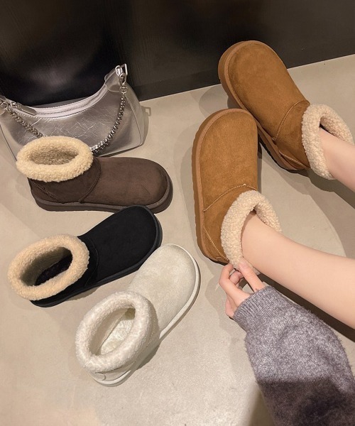 Miniministore(ミニミニストア)の「ムートンブーツ 厚底無地 ショートブーツ(ブーツ・レディース・ブラック/アイボリー/キャメル/ブラウン・23.0cm/25.5cm/25.0cm/24.5cm/24.0cm/23.5cm)」の18枚目の写真
