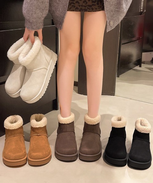 Miniministore(ミニミニストア)の「ムートンブーツ 厚底無地 ショートブーツ(ブーツ・レディース・ブラック/アイボリー/キャメル/ブラウン・23.0cm/25.5cm/25.0cm/24.5cm/24.0cm/23.5cm)」の19枚目の写真