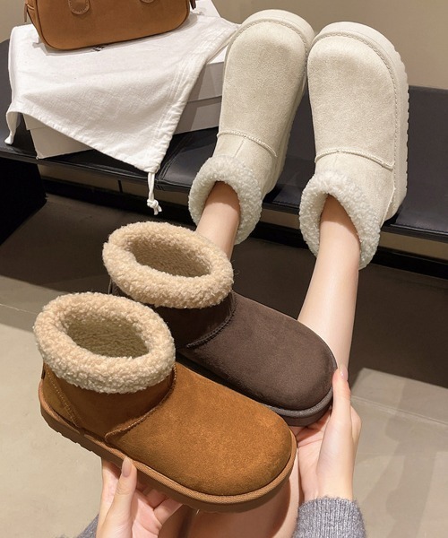 Miniministore(ミニミニストア)の「ムートンブーツ 厚底無地 ショートブーツ(ブーツ・レディース・ブラック/アイボリー/キャメル/ブラウン・23.0cm/25.5cm/25.0cm/24.5cm/24.0cm/23.5cm)」の20枚目の写真