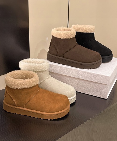Miniministore(ミニミニストア)の「ムートンブーツ 厚底無地 ショートブーツ(ブーツ・レディース・ブラック/アイボリー/キャメル/ブラウン・23.0cm/25.5cm/25.0cm/24.5cm/24.0cm/23.5cm)」の21枚目の写真