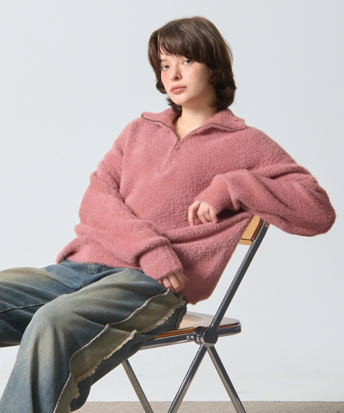 DIMITRI BLACK（ディミトリブラック）の「エッセンシャルヘアリー ハーフジップニット_ピンク（ニット/セーター・レディース・その他・LARGE/X-LARGE/SMALL/MEDIUM）」の4枚目の写真