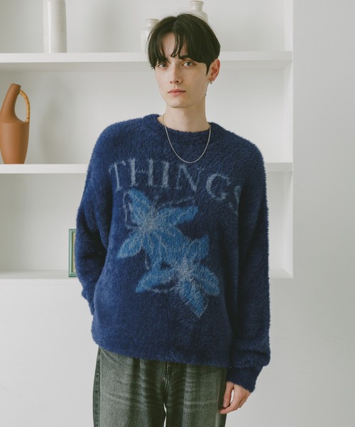 RAGEBLUE（レイジブルー）の「メランジフラワーニット（ニット/セーター・メンズ・ブラック/ネイビー/ブラウン・LARGE/MEDIUM）」の3枚目の写真