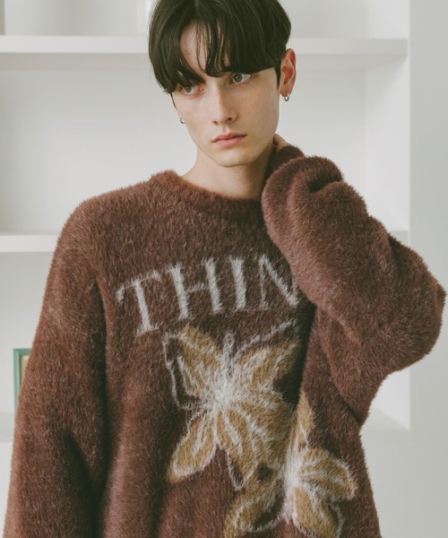 RAGEBLUE（レイジブルー）の「メランジフラワーニット（ニット/セーター・メンズ・ブラック/ネイビー/ブラウン・LARGE/MEDIUM）」の16枚目の写真