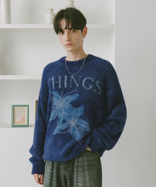 RAGEBLUE（レイジブルー）の「メランジフラワーニット（ニット/セーター・メンズ・ブラック/ネイビー/ブラウン・LARGE/MEDIUM）」の21枚目の写真