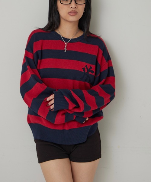 WHO'S WHO gallery(フーズフーギャラリー)の「KOOKYN KYジャガードボーダーニット(ニット/セーター・メンズ・ブラック/レッド/ネイビー/チャコールグレー・MEDIUM)」の10枚目の写真