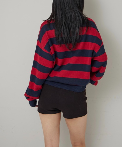 WHO'S WHO gallery(フーズフーギャラリー)の「KOOKYN KYジャガードボーダーニット(ニット/セーター・メンズ・ブラック/レッド/ネイビー/チャコールグレー・MEDIUM)」の12枚目の写真