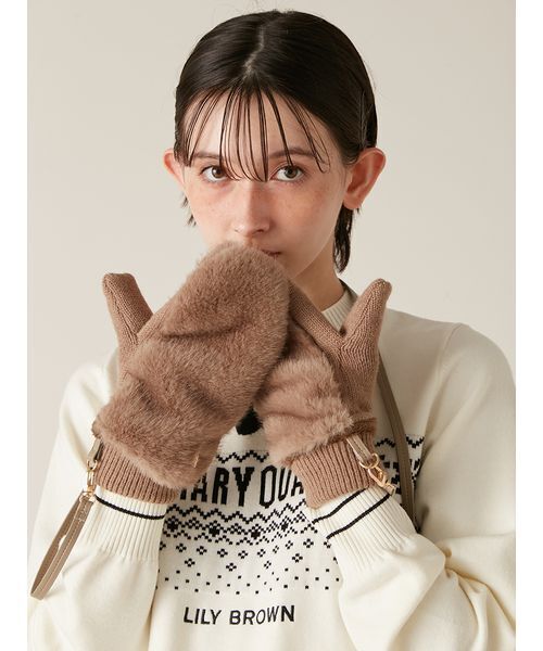 LILY BROWN（リリーブラウン）の「【LILY BROWN×MARY QUANT】ストラップ付きファーミトン（手袋・レディース・ベージュ/オフホワイト・F）」の10枚目の写真