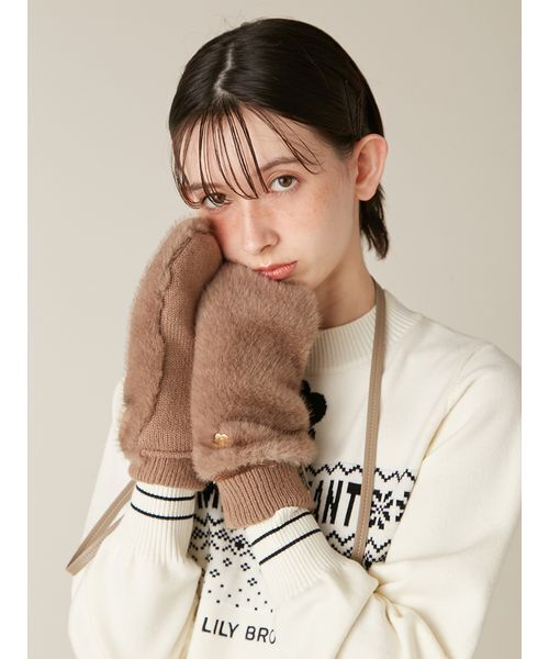 LILY BROWN×MARY QUANT】ストラップ付きファーミトン（手袋）｜LILY