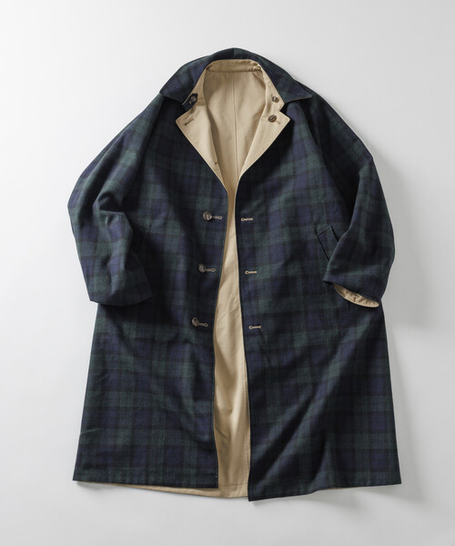 セール】リバーシブル ウール混 フランネル チェック バルマカーン
