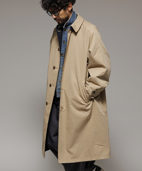 FREAK'S STORE（フリークスストア）の「リバーシブル ウール混 フランネル チェック バルマカーン コート / Reversible Balmacaan Coat（ステンカラーコート・メンズ・ベージュ/ブラック・MEDIUM/LARGE）」の5枚目の写真