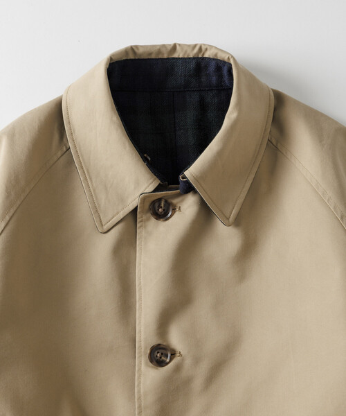 FREAK'S STORE（フリークスストア）の「リバーシブル ウール混 フランネル チェック バルマカーン コート / Reversible Balmacaan Coat（ステンカラーコート・メンズ・ベージュ/ブラック・MEDIUM/LARGE）」の6枚目の写真