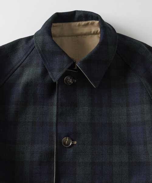 FREAK'S STORE（フリークスストア）の「リバーシブル ウール混 フランネル チェック バルマカーン コート / Reversible Balmacaan Coat（ステンカラーコート・メンズ・ベージュ/ブラック・MEDIUM/LARGE）」の17枚目の写真