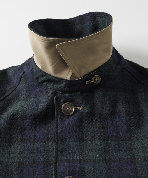 FREAK'S STORE（フリークスストア）の「リバーシブル ウール混 フランネル チェック バルマカーン コート / Reversible Balmacaan Coat（ステンカラーコート・メンズ・ベージュ/ブラック・MEDIUM/LARGE）」の20枚目の写真