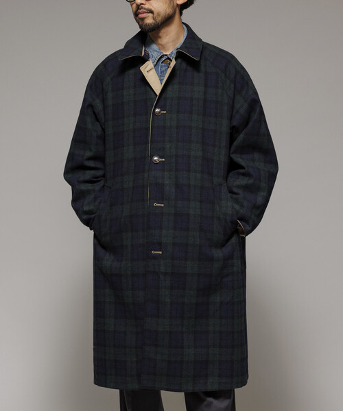 セール】リバーシブル ウール混 フランネル チェック バルマカーン