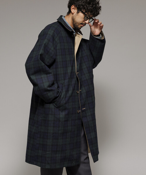 セール】リバーシブル ウール混 フランネル チェック バルマカーン