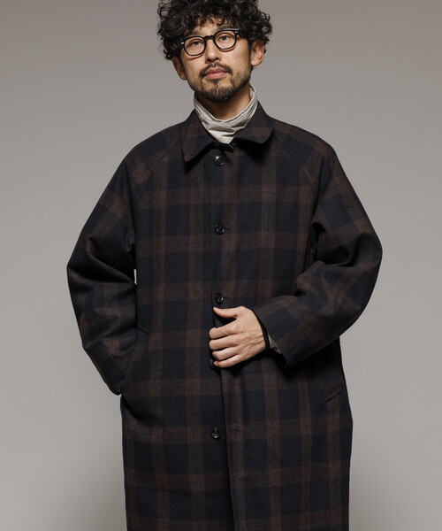 【希少カラー】キャピタル リングコート バッファローチェック セール】リバーシブル ウール混 フランネル チェック バルマカーン