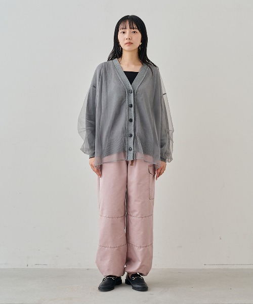 MEDE19F(メデジュウキュウ)の「MEDE19F チュールレイヤードコットンニットカーディガン〈グレー〉(カーディガン/ボレロ・レディース・グレー・LL/L/M)」の2枚目の写真