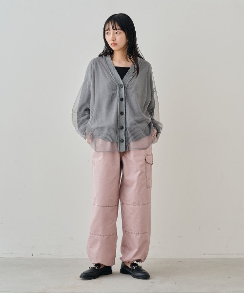 MEDE19F(メデジュウキュウ)の「MEDE19F チュールレイヤードコットンニットカーディガン〈グレー〉(カーディガン/ボレロ・レディース・グレー・LL/L/M)」の3枚目の写真