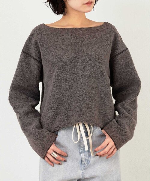 Whim Gazette（ウィムガゼット）の「ピグメントスウェットプルオーバー（スウェット・レディース・サックスブルー/グレイッシュベージュ/レッド/ブラウン・FREE）」の7枚目の写真