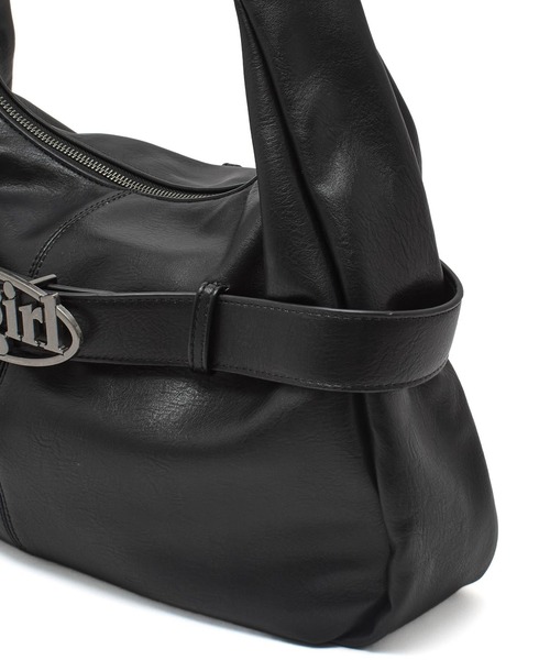 X-girl（エックスガール）の「OVAL LOGO CLASP FAUX LEATHER SHOULDER BAG（ショルダーバッグ・レディース・ブラウン/ブラック・ONE SIZE）」の10枚目の写真