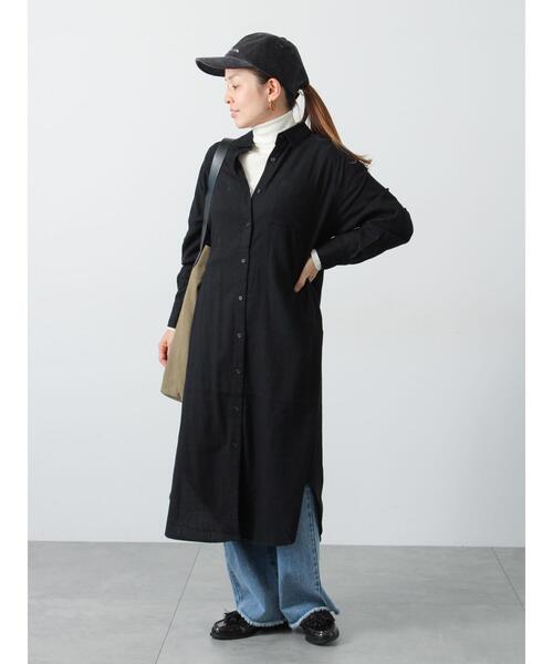 Lugnoncure（ルノンキュール）の「アソート起毛シャツワンピース（ワンピース・レディース・ネイビー/マスタード/オフホワイト/ブラック・F）」の3枚目の写真