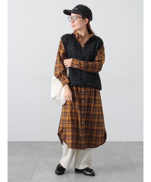 Lugnoncure（ルノンキュール）の「アソート起毛シャツワンピース（ワンピース・レディース・ネイビー/マスタード/オフホワイト/ブラック・F）」の5枚目の写真