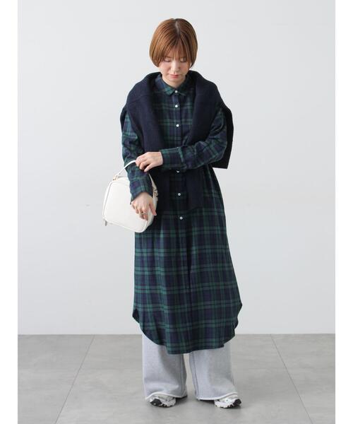 Lugnoncure（ルノンキュール）の「アソート起毛シャツワンピース（ワンピース・レディース・ネイビー/マスタード/オフホワイト/ブラック・F）」の8枚目の写真