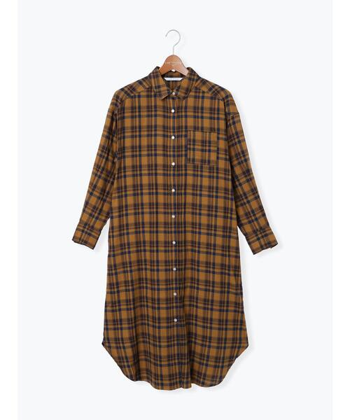 Lugnoncure（ルノンキュール）の「アソート起毛シャツワンピース（ワンピース・レディース・ネイビー/マスタード/オフホワイト/ブラック・F）」の10枚目の写真