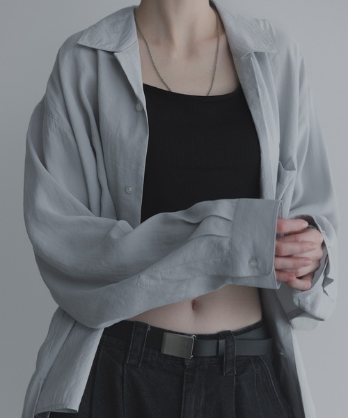 remer（リメール）の「ルーズベーシックシャツ - パウダリーレーヨン / loose basic shirt《powdery rayon》（シャツ/ブラウス・メンズ・ライトグレー/ブラウン/ブラック/カーキ・X-SMALL/SMALL/MEDIUM/LARGE）」の8枚目の写真