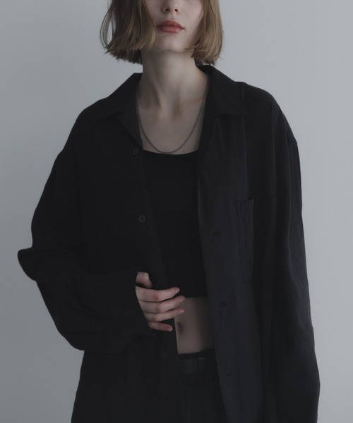 remer（リメール）の「ルーズベーシックシャツ - パウダリーレーヨン / loose basic shirt《powdery rayon》（シャツ/ブラウス・メンズ・ライトグレー/ブラウン/ブラック/カーキ・X-SMALL/SMALL/MEDIUM/LARGE）」の11枚目の写真