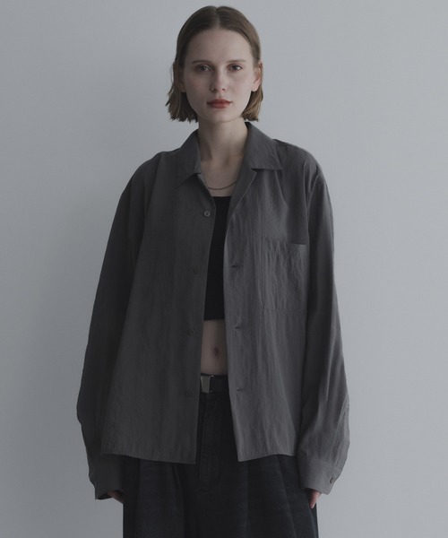remer（リメール）の「ルーズベーシックシャツ - パウダリーレーヨン / loose basic shirt《powdery rayon》（シャツ/ブラウス・メンズ・ライトグレー/ブラウン/ブラック/カーキ・X-SMALL/SMALL/MEDIUM/LARGE）」の14枚目の写真