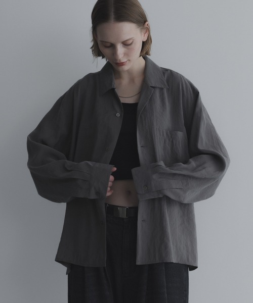 remer（リメール）の「ルーズベーシックシャツ - パウダリーレーヨン / loose basic shirt《powdery rayon》（シャツ/ブラウス・メンズ・ライトグレー/ブラウン/ブラック/カーキ・X-SMALL/SMALL/MEDIUM/LARGE）」の15枚目の写真