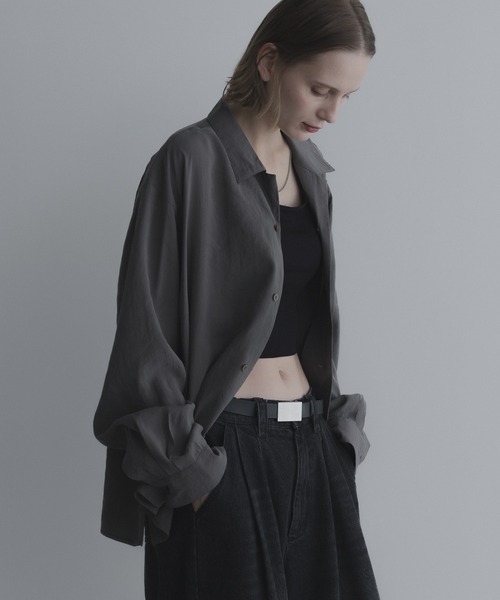 remer（リメール）の「ルーズベーシックシャツ - パウダリーレーヨン / loose basic shirt《powdery rayon》（シャツ/ブラウス・メンズ・ライトグレー/ブラウン/ブラック/カーキ・X-SMALL/SMALL/MEDIUM/LARGE）」の16枚目の写真