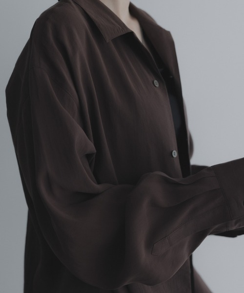 remer（リメール）の「ルーズベーシックシャツ - パウダリーレーヨン / loose basic shirt《powdery rayon》（シャツ/ブラウス・メンズ・ライトグレー/ブラウン/ブラック/カーキ・X-SMALL/SMALL/MEDIUM/LARGE）」の22枚目の写真