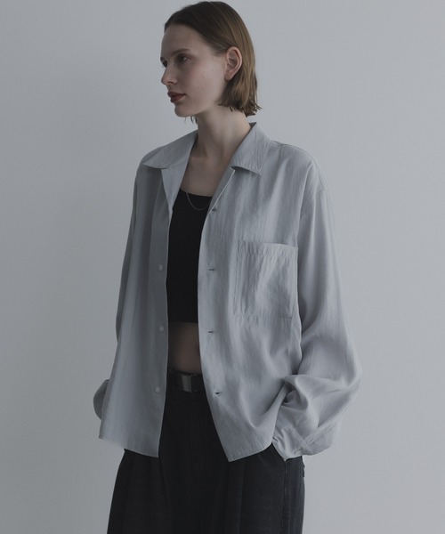 remer（リメール）の「ルーズベーシックシャツ - パウダリーレーヨン / loose basic shirt《powdery rayon》（シャツ/ブラウス・メンズ・ライトグレー/ブラウン/ブラック/カーキ・X-SMALL/SMALL/MEDIUM/LARGE）」の6枚目の写真