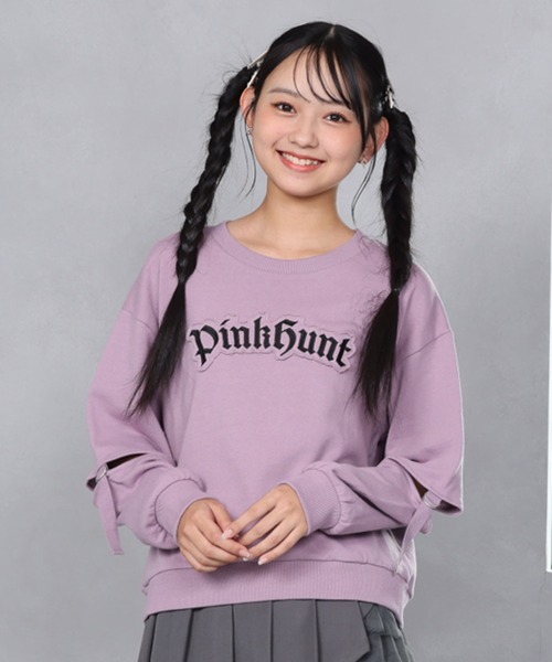 PINKHUNT(ピンクハント)の「PINKHUNT ピンクハント ロゴワッペントレーナー 1153K(スウェット・キッズ・ブラック/パープル・130cm/140cm/150cm/160cm/120cm)」の2枚目の写真